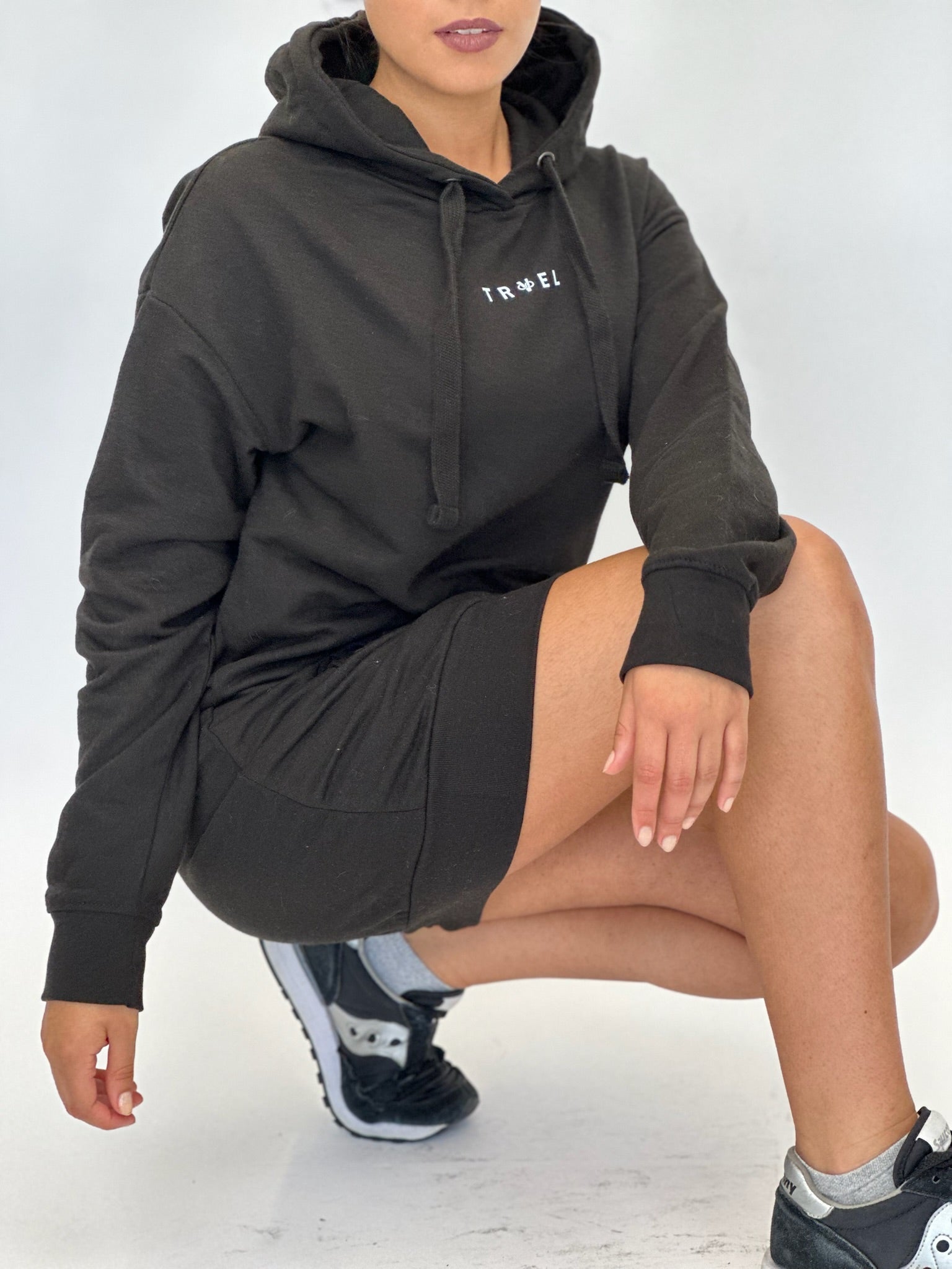 HOODIE DRESS - BLACK