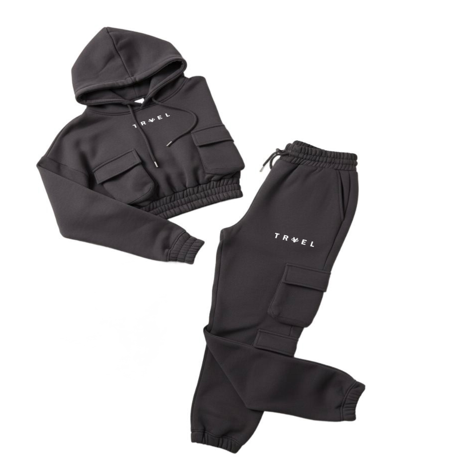 Cropped Co-ord Tracksuit - Slate Grey