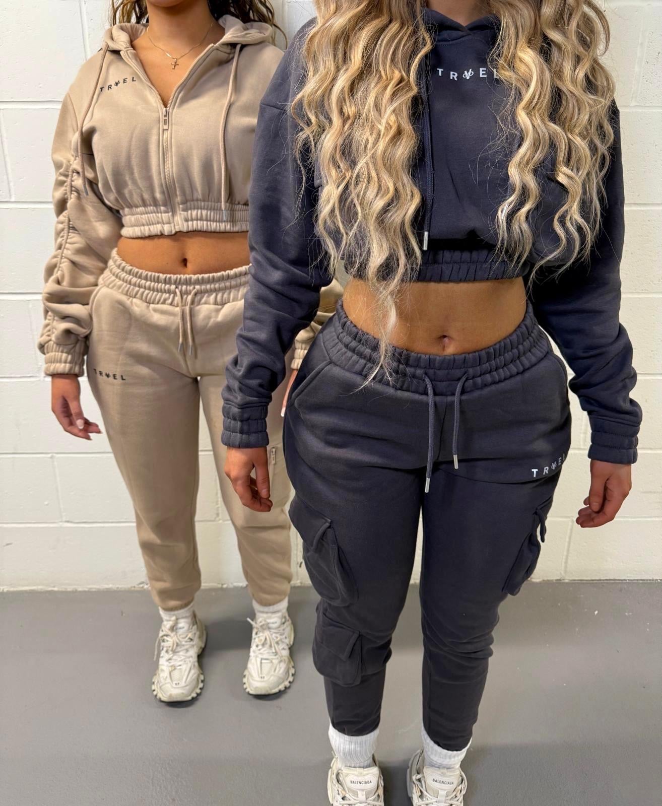 Cropped Cargo Tracksuit - Slate Gray