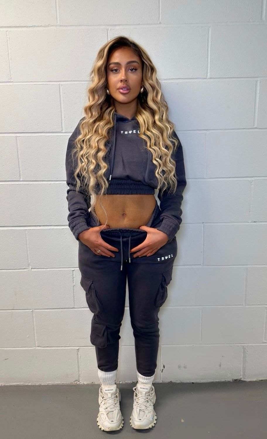 Cropped Cargo Tracksuit - Slate Gray