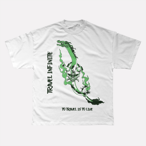 Serpent Flame Nomad Tee | Green Fire Dragon Graphic Shirt