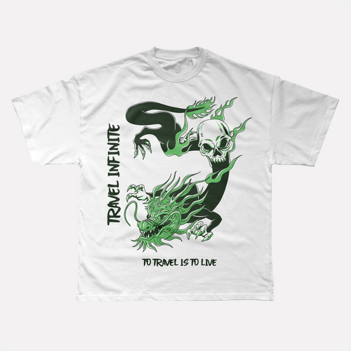 Skullfire Dragon Rider Tee | Gothic Dragon & Skull Streetwear
