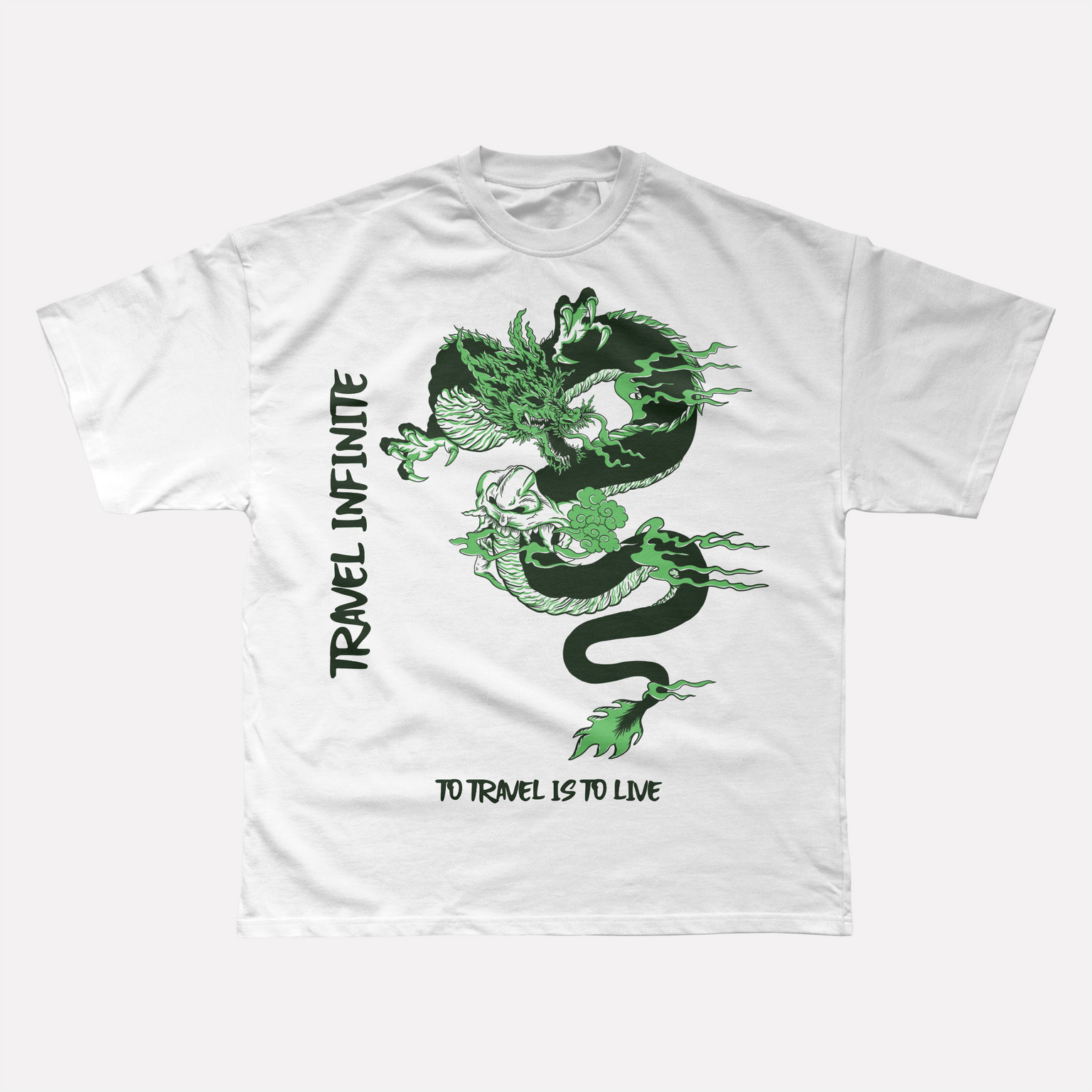 Mythic Ember Dragon Tee | Green Flame Dragon Graphic Streetwear