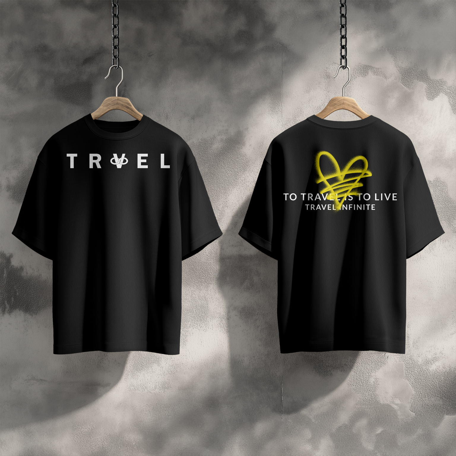 HEART TRAVEL TEE - BLACK